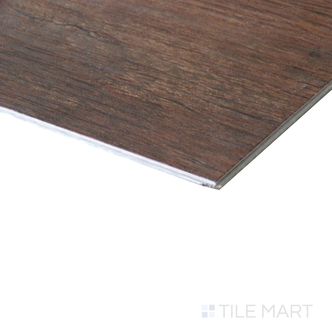 Corner shot of XL CYRUS BRALY  9x60 VINYL TILE with a LOW GLOSS finish, showing the robust material and finely finished edge through a focused corner view.