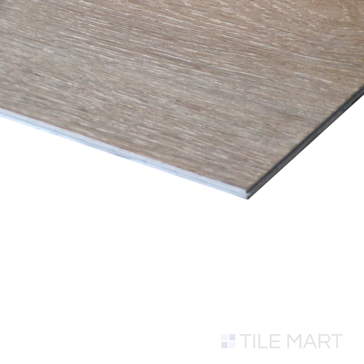 Corner shot of XL CYRUS RYDER 9x60 VINYL TILE with a LOW GLOSS finish, revealing the intricate edge detailing and thickness from a corner viewpoint.