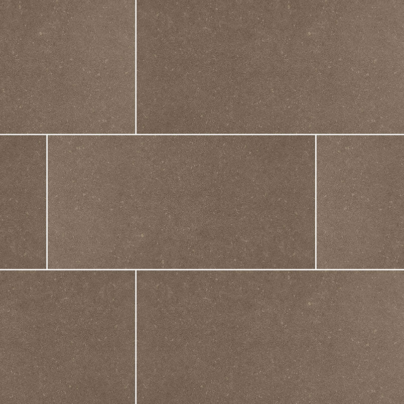Top-down view of DIMENSIONS CONCRETE 12X24 PORCELAIN TILE in MATTE finish, emphasizing the material's pattern and finish quality.