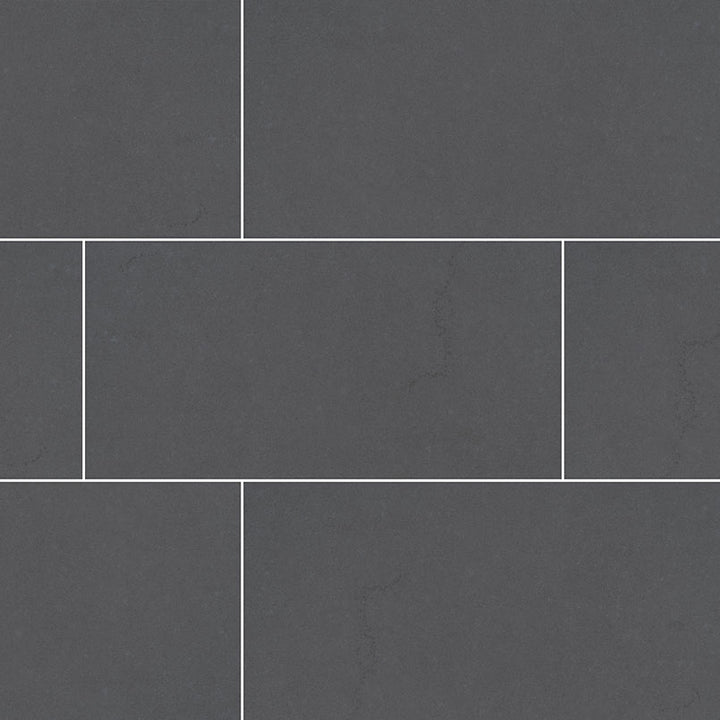 Top-down view of DIMENSIONS GRAPHITE 12X24 PORCELAIN TILE in MATTE finish, revealing the intricate design and material finish.