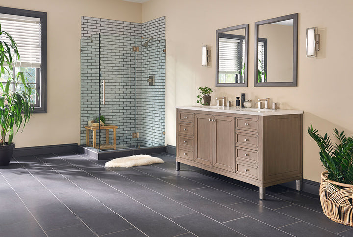 Bringing focus to the sophisticated look of DIMENSIONS GRAPHITE 12X24 PORCELAIN TILE with a MATTE finish, blending effortlessly with the surrounding modern elements.