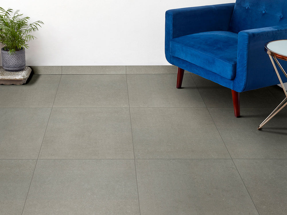 Bringing focus to the sophisticated look of DIMENSIONS GRIS 24X24 PORCELAIN TILE with a MATTE finish, complementing the contemporary décor with modern flair.