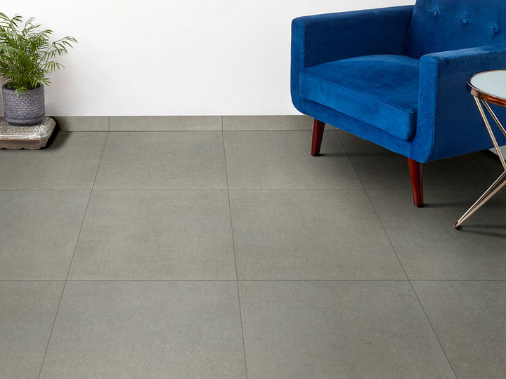 Bringing focus to the sophisticated look of DIMENSIONS GRIS 24X24 PORCELAIN TILE with a MATTE finish, complementing the contemporary décor with modern flair.