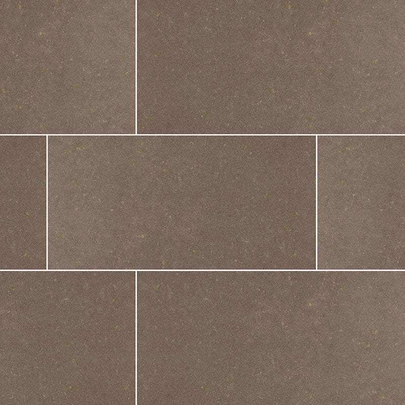 Top-down view of DIMENSIONS CONCRETE 24X48 PORCELAIN TILE in MATTE finish, emphasizing the material's pattern and finish quality.