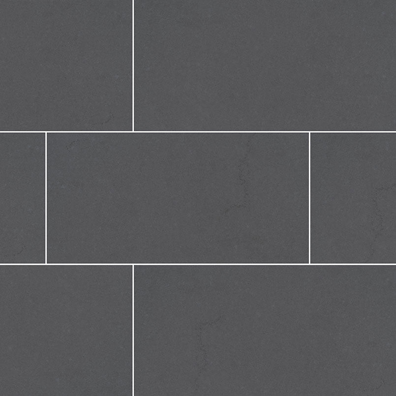 Top-down view of DIMENSIONS GRAPHITE 24X48 PORCELAIN TILE in MATTE finish, presenting the elegant texture and rich color depth.