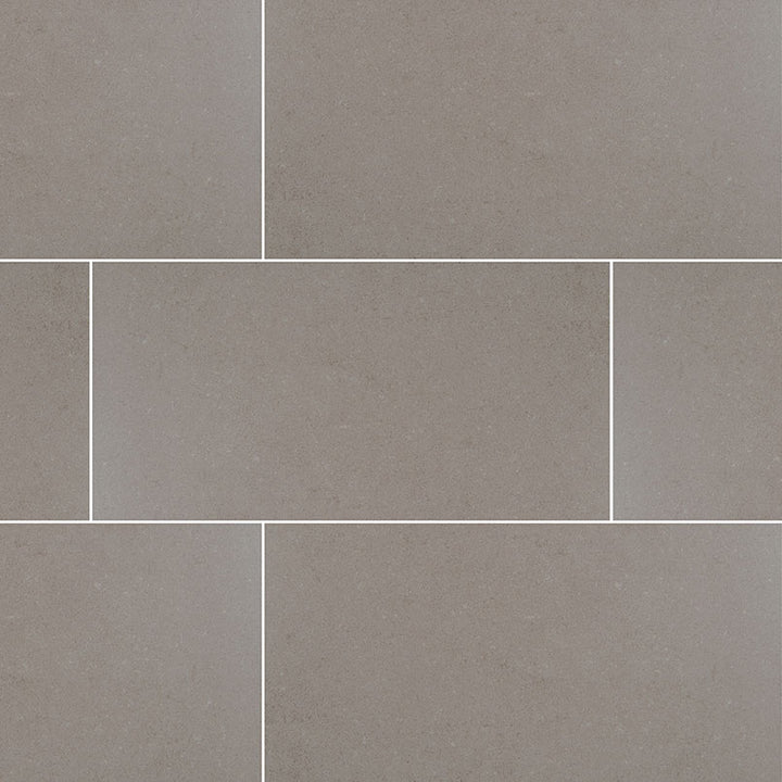 Top-down view of DIMENSIONS GRIS 24X48 PORCELAIN TILE in MATTE finish, featuring the surface texture and natural color blend.