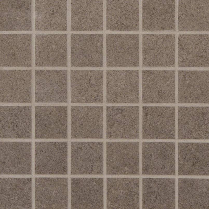 Top-down view of DIMENSIONS CONCRETE 2X2 MOSAIC PORCELAIN MOSAIC in MATTE finish, highlighting the texture and detailed color patterns.