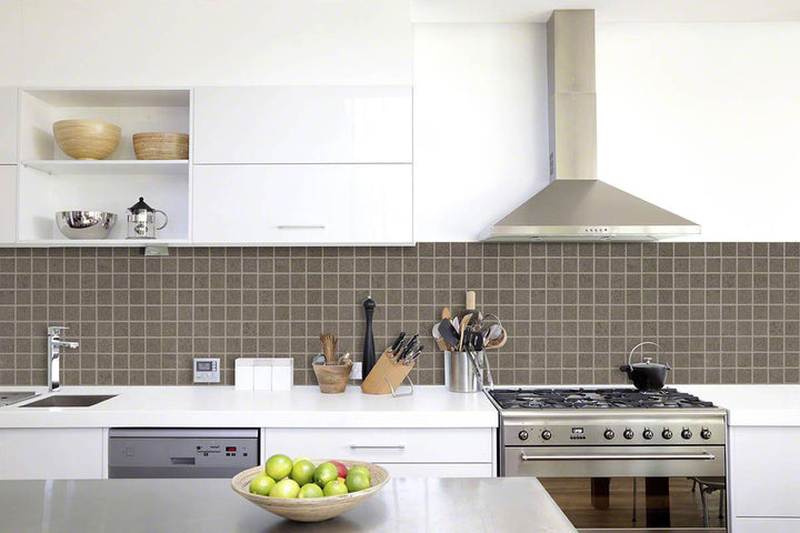 Presenting the stylish aesthetic of DIMENSIONS CONCRETE 2X2 MOSAIC PORCELAIN MOSAIC with a MATTE finish, creating a relaxed atmosphere with its serene presence.