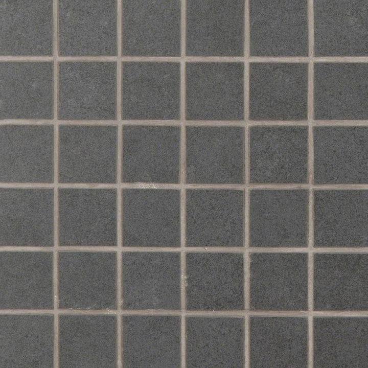 Top-down view of DIMENSIONS GRAPHITE 2X2 MOSAIC PORCELAIN MOSAIC in MATTE finish, revealing the intricate design and material finish.