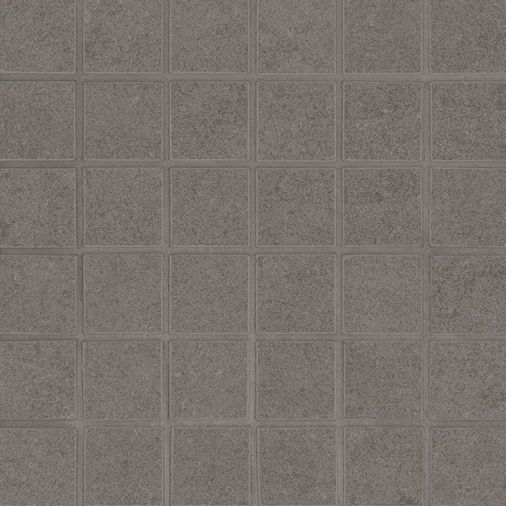 Top-down view of DIMENSIONS GRIS 2X2 MOSAIC PORCELAIN MOSAIC in MATTE finish, emphasizing the material's pattern and finish quality.