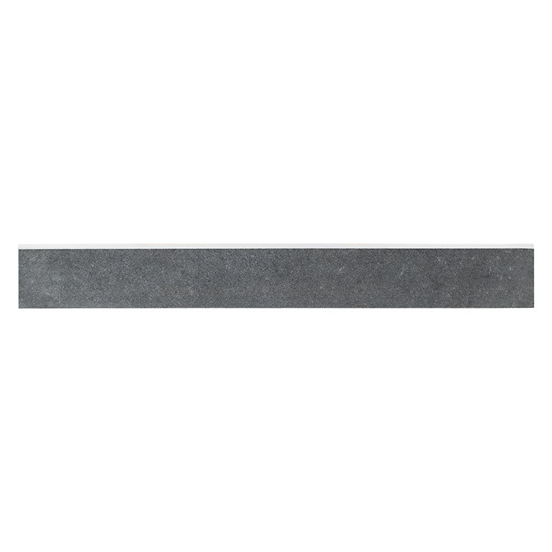 Top-down view of DIMENSIONS GRAPHITE 3X24 BULLNOSE PORCELAIN TRIM in MATTE finish, revealing the intricate design and material finish.
