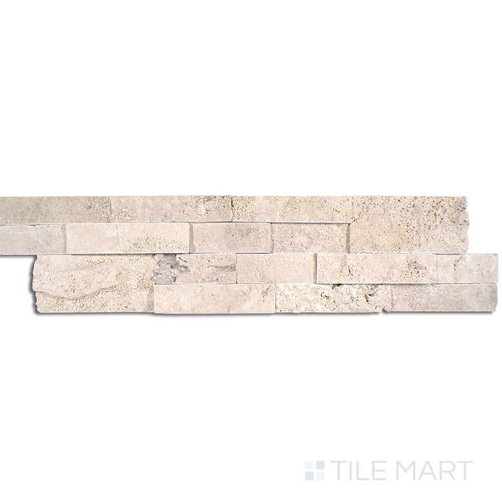 Rockmount Travertine Stacked Stone Panel 6X24 Cream Splitface