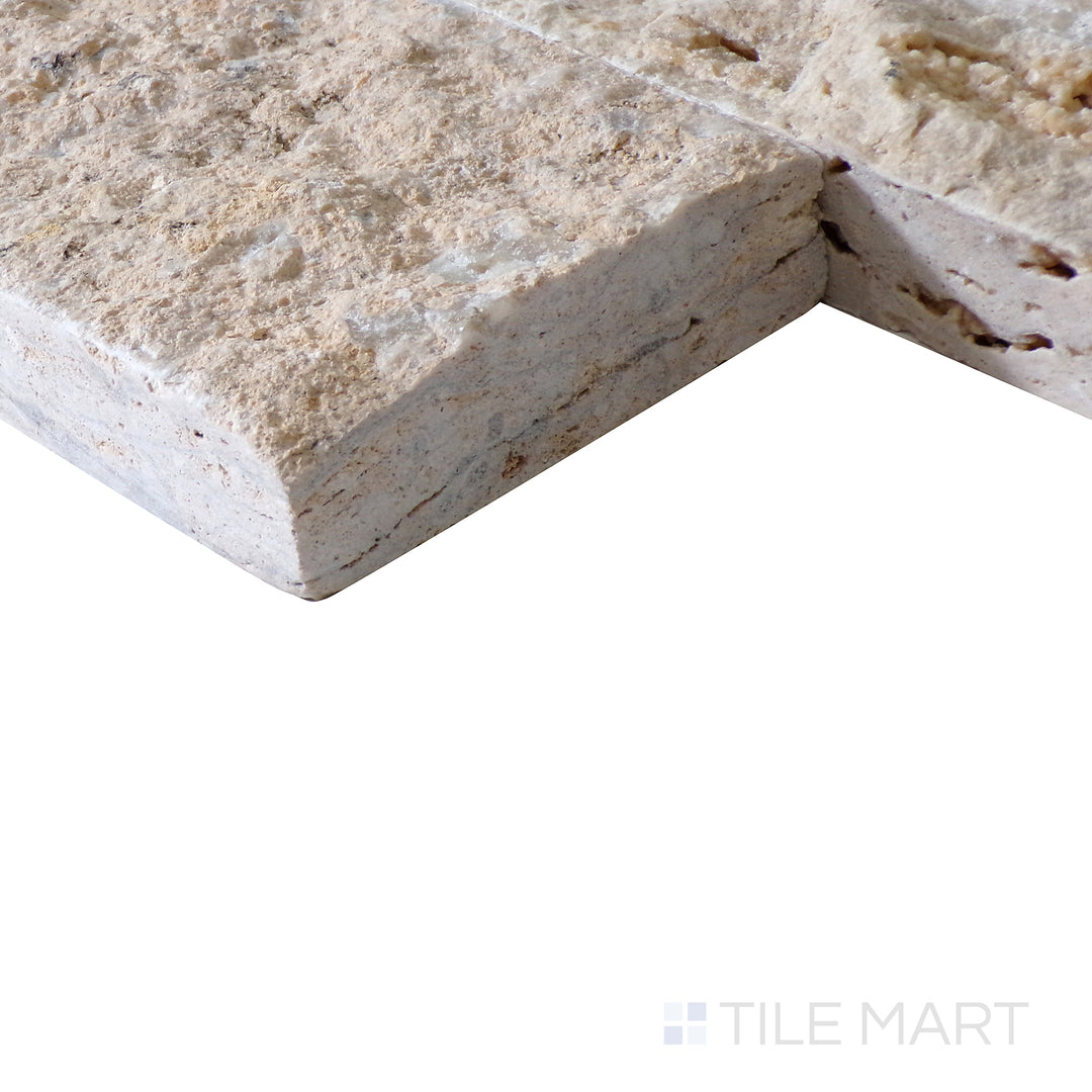 Rockmount Travertine Stacked Stone Panel 6X24 Cream Splitface