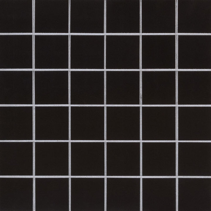 Top-down view of BLACK 2X2 GLOSSY in PORCELAIN MOSAIC with a GLOSSY finish, displaying the unique finish and depth of BLACK color.