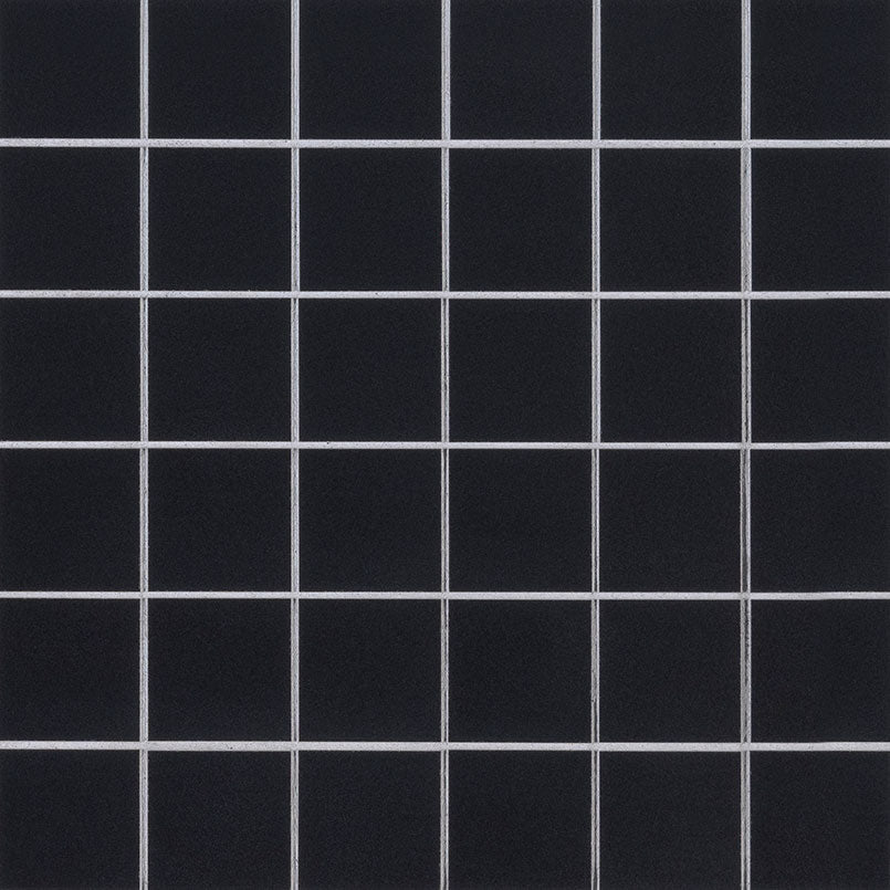 Top-down view of BLACK 2X2 MOSAIC MATTE in PORCELAIN MOSAIC with a MATTE finish, presenting the smooth texture and color richness of BLACK.