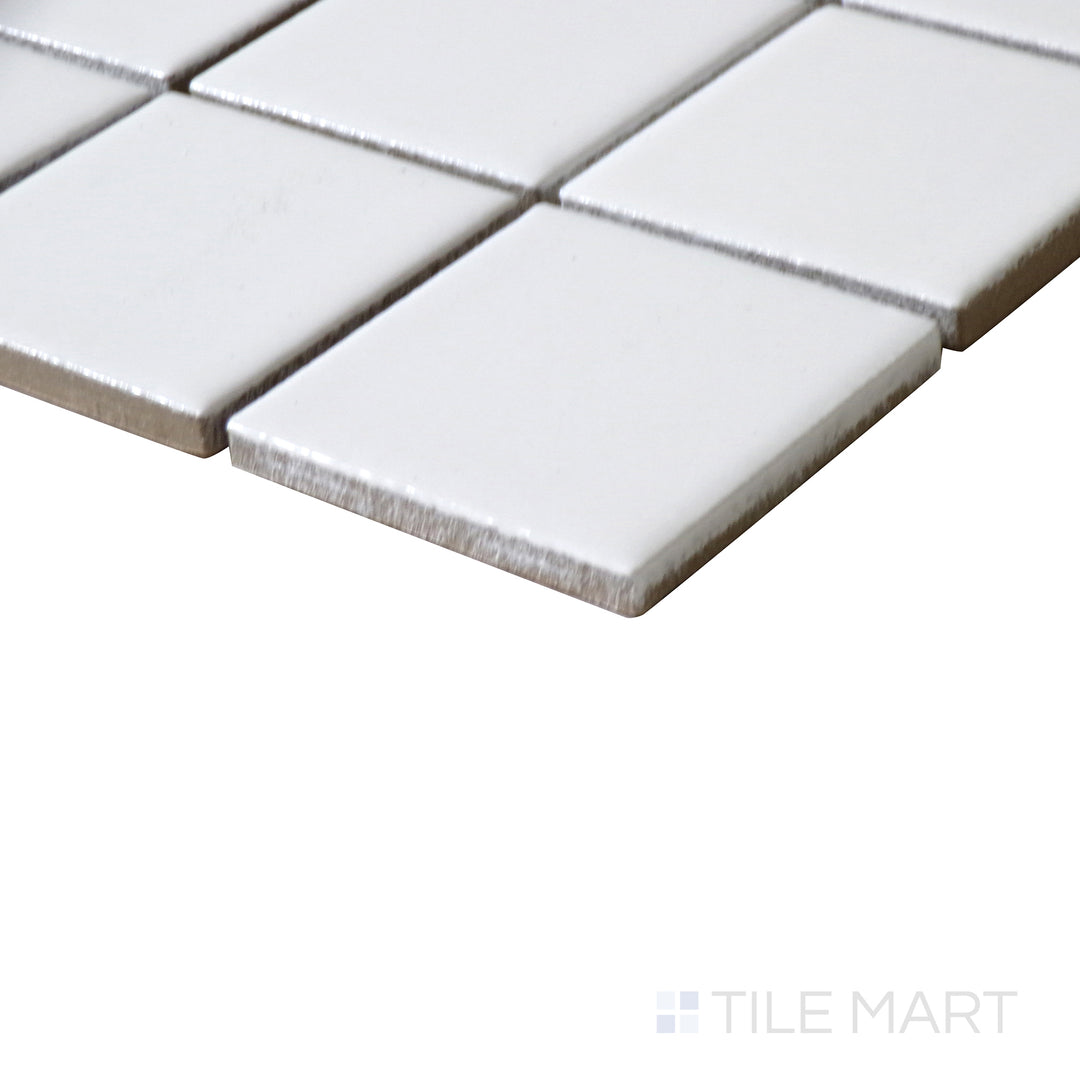 Domino 2X2 Porcelain Mosaic 12X12 White Glossy