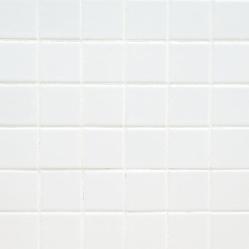 Top-down view of WHITE MATTE 2X2 MOSAIC in PORCELAIN MOSAIC with a MATTE finish, revealing the subtle texture and color tones.