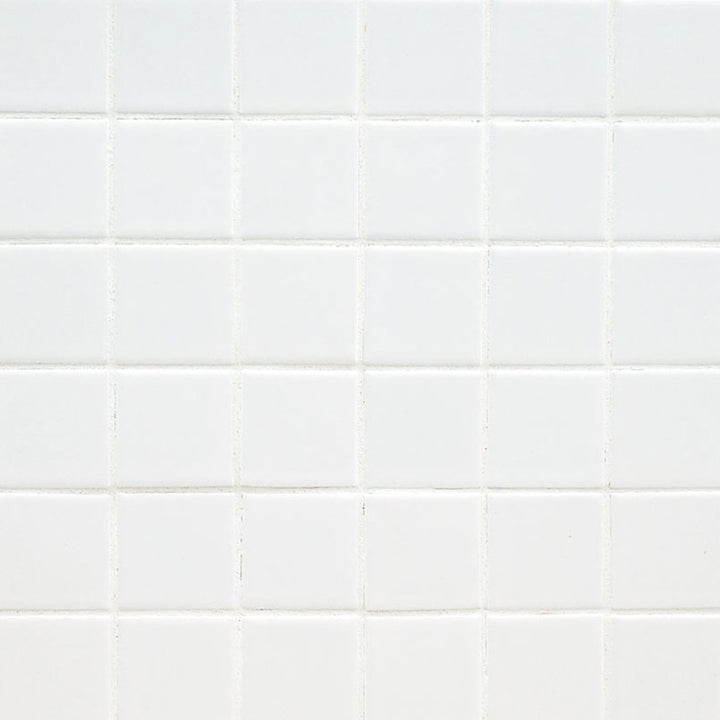 Top-down view of WHITE MATTE 2X2 MOSAIC in PORCELAIN MOSAIC with a MATTE finish, revealing the subtle texture and color tones.