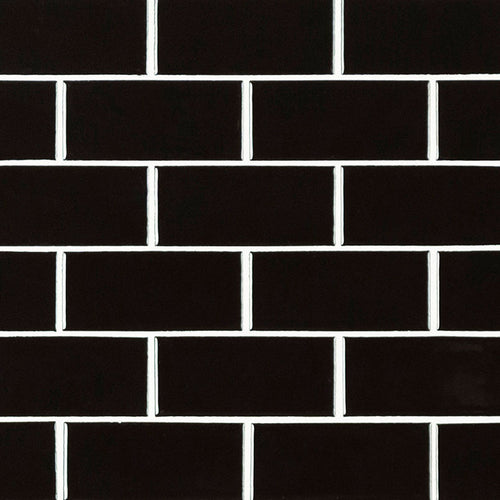 Domino Black 2X4 Rectangle Glossy Porcelain Mosaic