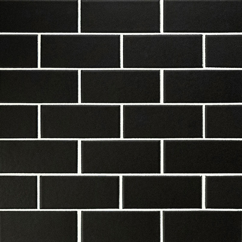 Top-down view of BLACK MATTE 2X4X in PORCELAIN MOSAIC with a MATTE finish, featuring the BLACK shades and surface characteristics.