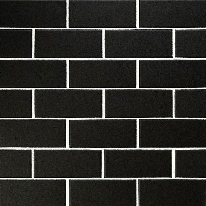 Domino 2X4 Porcelain Mosaic 12X12 Black Matte