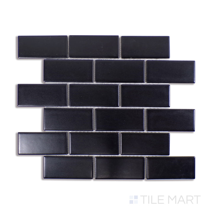 Domino 2X4 Porcelain Mosaic 12X12 Black Matte