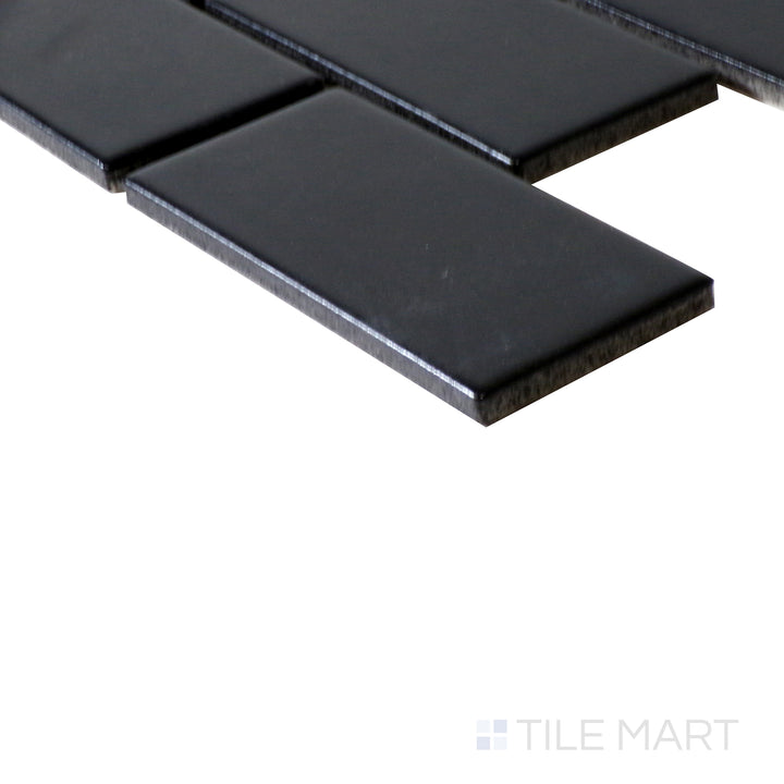 Domino 2X4 Porcelain Mosaic 12X12 Black Matte