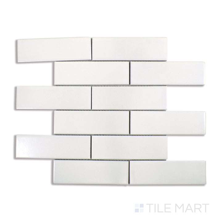 Domino 2X4 Porcelain Mosaic 12X12 White Glossy