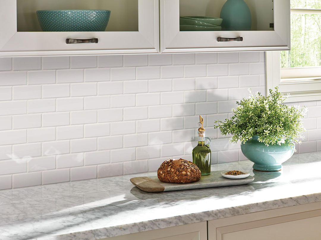A classic matte porcelain mosaic, Domino White Rectangle Porcelain Mosaic showcases clean white tones with a soft, matte finish.