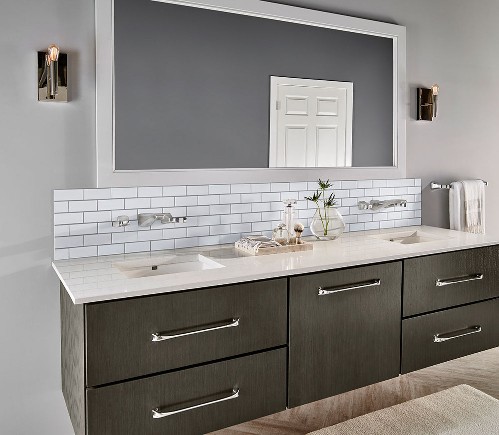 Highlighting the elegance of WHITE MATTE BRICK 6MM PORCELAIN MOSAIC with a MATTE finish, providing a durable yet stylish look to the interior.