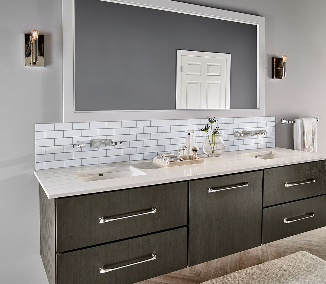 Highlighting the elegance of WHITE MATTE BRICK 6MM PORCELAIN MOSAIC with a MATTE finish, providing a durable yet stylish look to the interior.