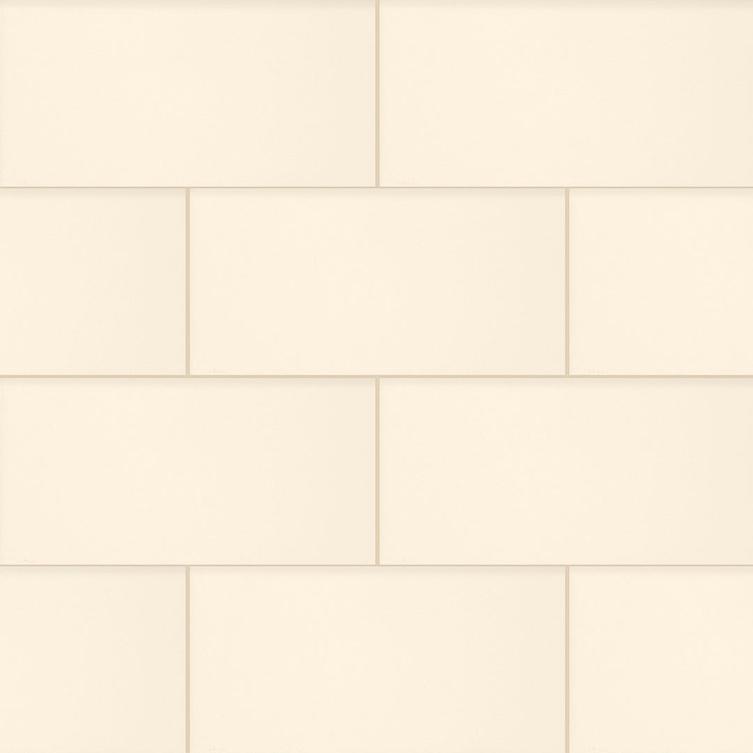 Top-down view of ALMOND GLOSSY 3X6 in PORCELAIN TILE with a GLOSSY finish, presenting the smooth texture and color richness of ALMOND.