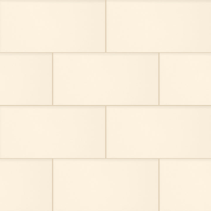 Top-down view of ALMOND GLOSSY 3X6 in PORCELAIN TILE with a GLOSSY finish, presenting the smooth texture and color richness of ALMOND.