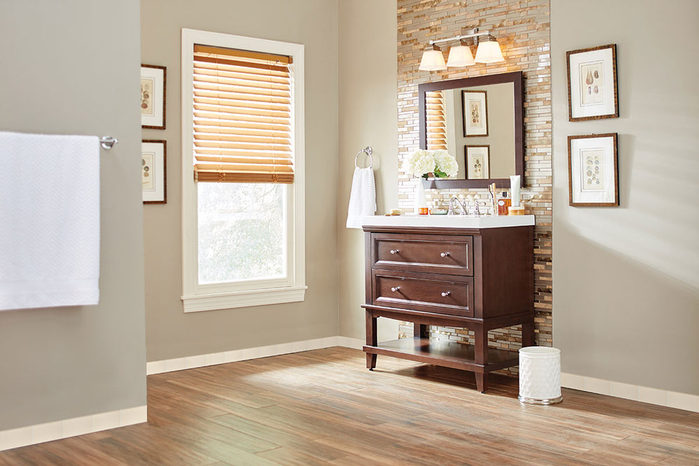 Highlighting the elegance of ALMOND GLOSSY 3X6 BULLNOSE PORCELAIN TILE with a GLOSSY finish, enhancing the minimalist design with its sleek appearance.