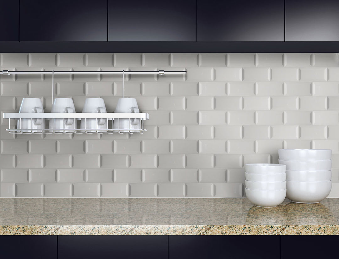 Domino Beveled Porcelain Subway Tile 3X6 Gray Glossy