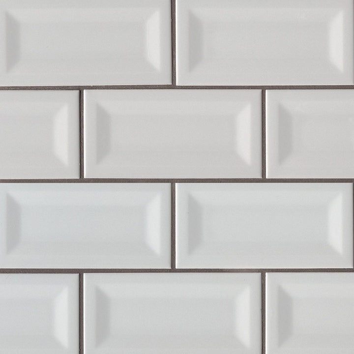 Domino Inverted Bevel Porcelain Subway Tile 3X6 Gray Glossy