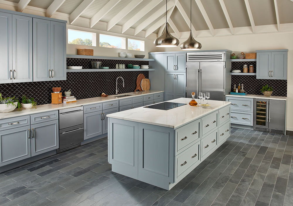 Bringing focus to the sophisticated look of BLACK GLOSSY SCALLOP 8MM PORCELAIN MOSAIC with a GLOSSY finish, creating a relaxed atmosphere with its serene presence.