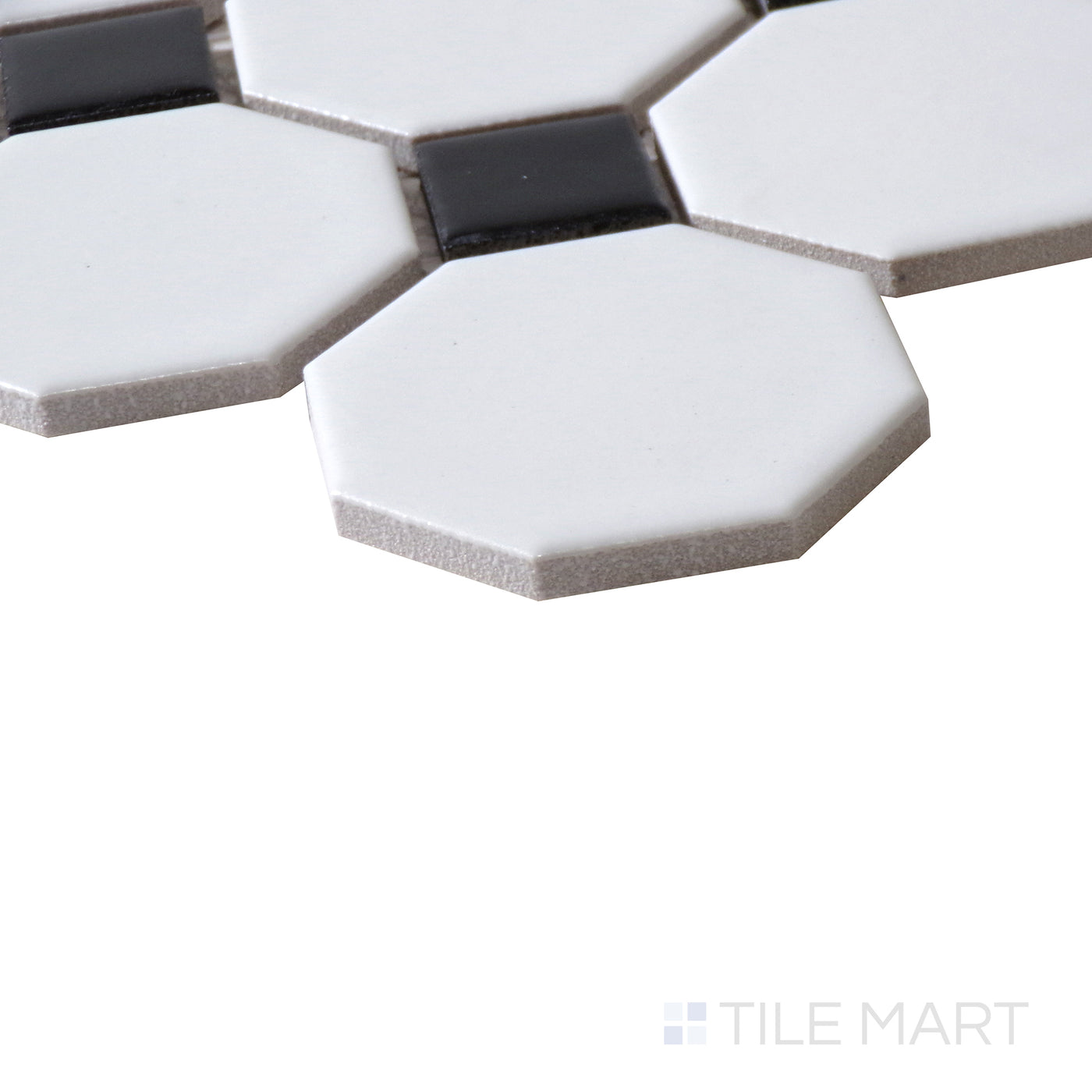 Domino Octagon Porcelain Mosaic 12X12 Black & White Matte