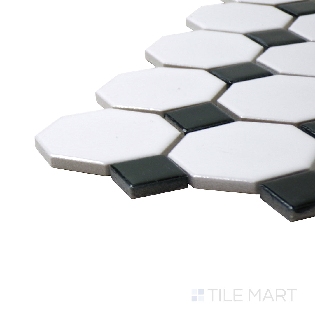 Domino Octagon Porcelain Mosaic 12X12 Black & White Matte