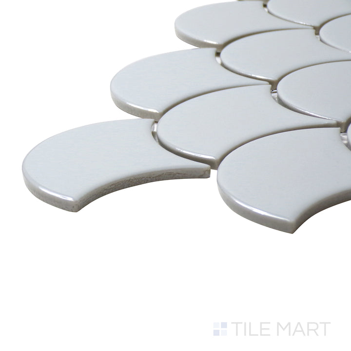 Domino Scallop Porcelain Mosaic Misc. Gray Glossy