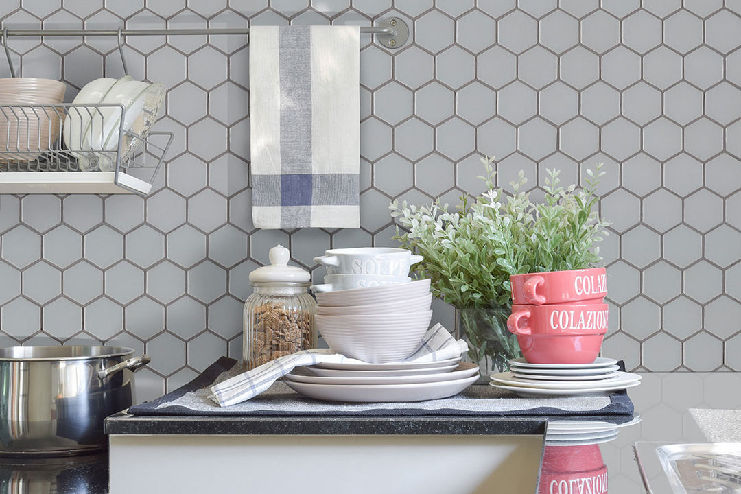 Domino 2" Hexagon Porcelain Mosaic Gray Matte