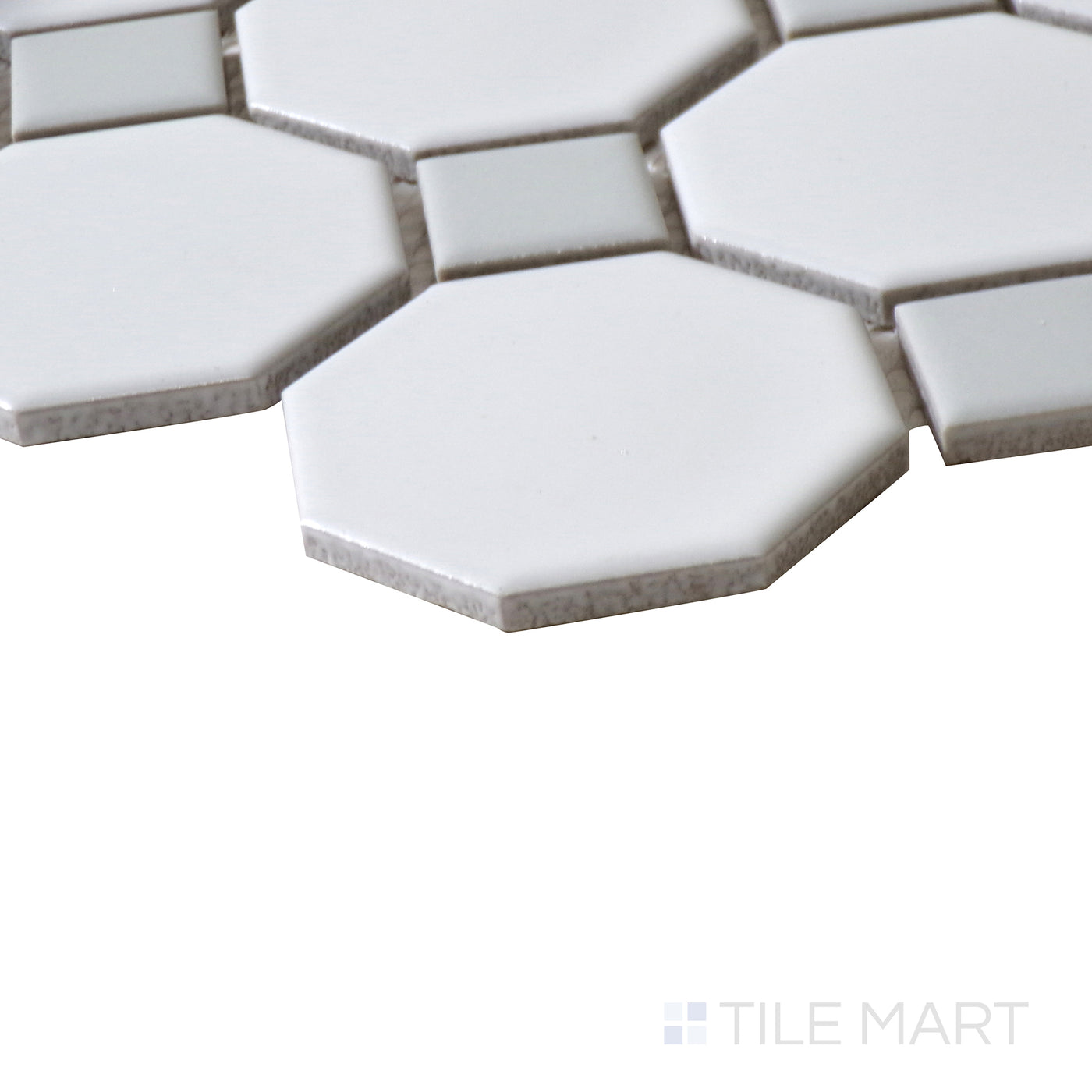 Domino 2" Octagon Porcelain Mosaic Pattern Gray & White Matte