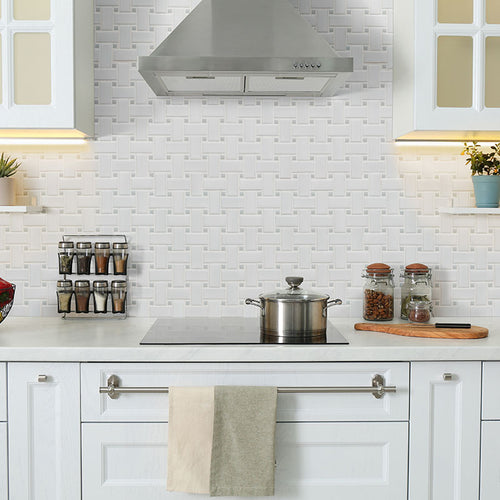 Domino Gray & White Basketweave Matte Porcelain Mosaic