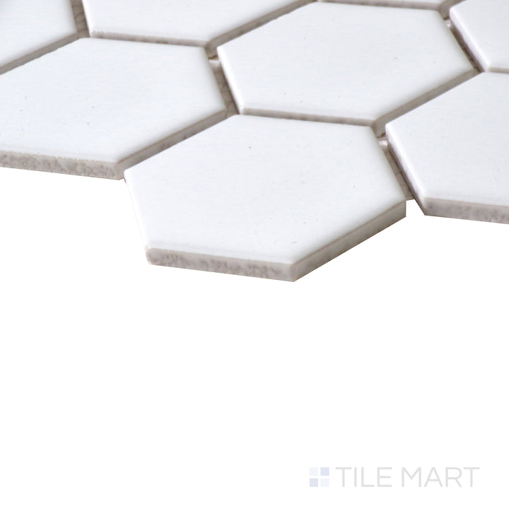 Domino 2" Hexagon Porcelain Mosaic Misc. White Glossy