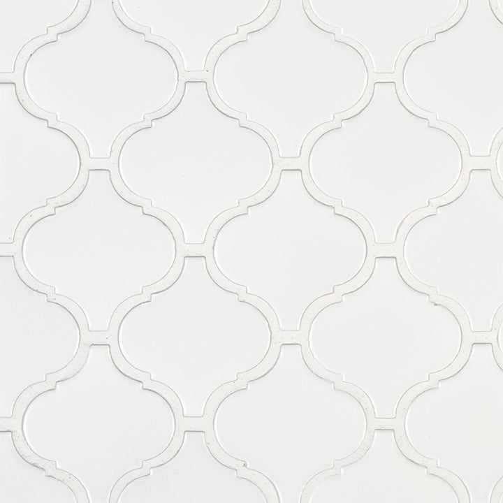 Domino Arabesque Porcelain Mosaic White Matte