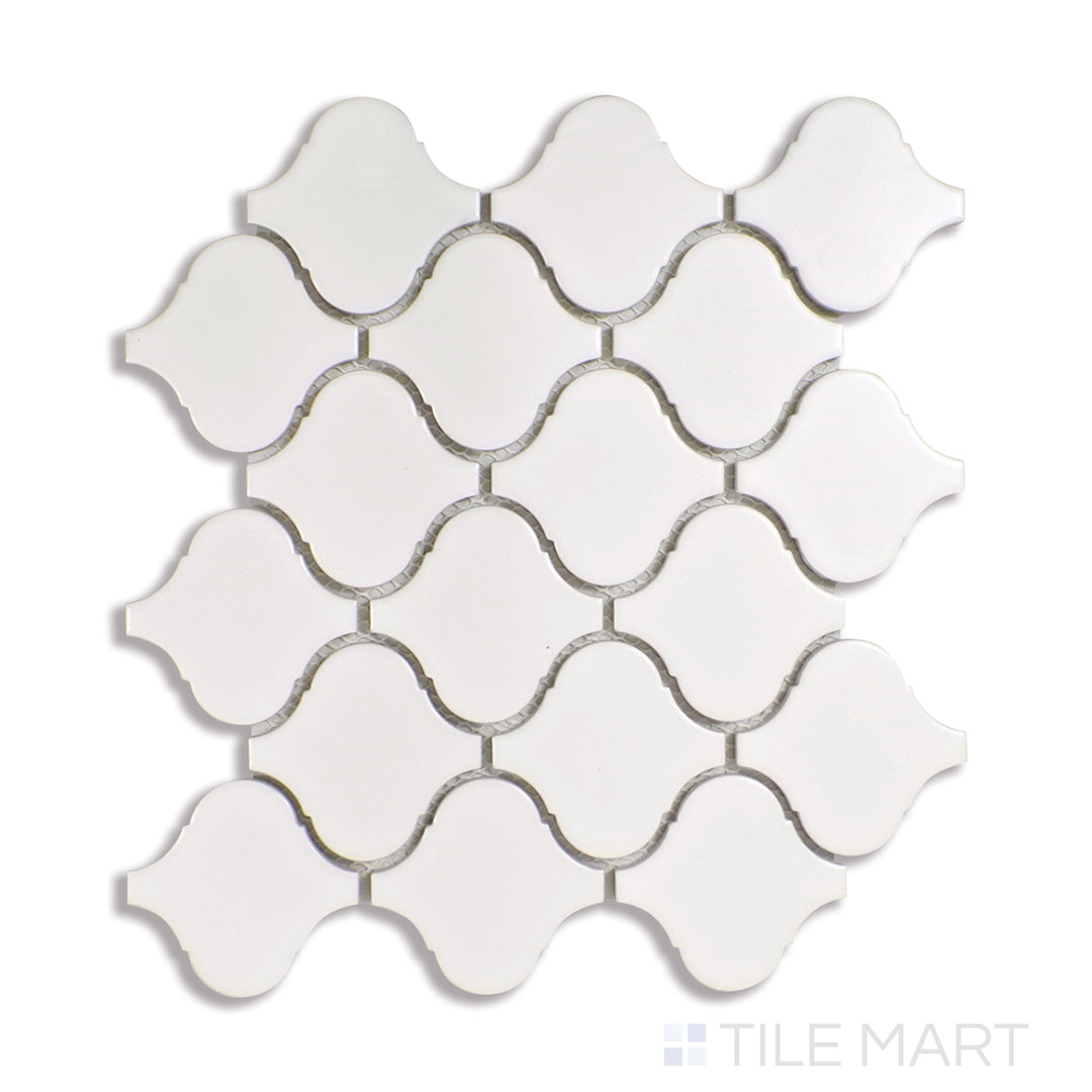 Domino Arabesque Porcelain Mosaic White Matte