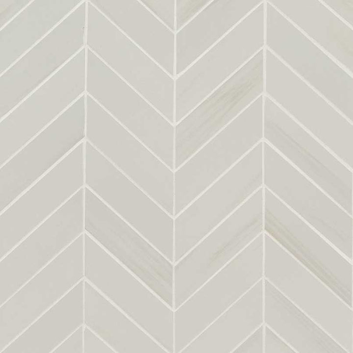 Top-down view of EDEN DOLOMITE CHEVRON 12X15 MOSAIC in PORCELAIN MOSAIC with a MATTE finish, presenting the smooth texture and color richness of DOLOMITE.