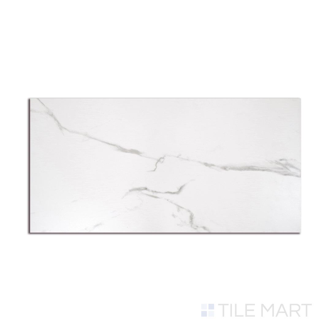 Angled shot of EDEN STATUARY 12X24 MATTE PORCELAIN TILE with a MATTE finish, displaying the fine craftsmanship and layered design from a different angle.