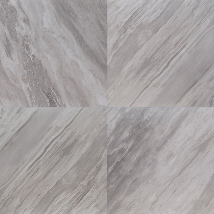 Top-down view of EDEN BARDIGLIO 24X24 POLISHED in PORCELAIN TILE with a POLISHED finish, emphasizing its surface details and BARDIGLIO hues.