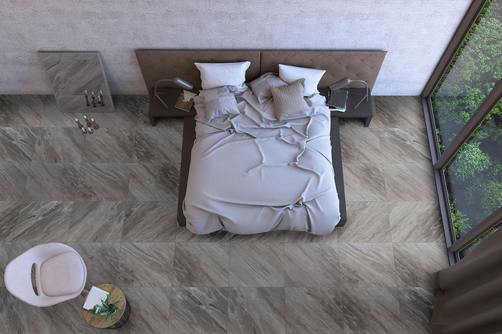 A refined and elegant porcelain tile, Eden Bardiglio 24X24 Polished Porcelain combines dramatic gray hues with a polished surface for a sophisticated look.
